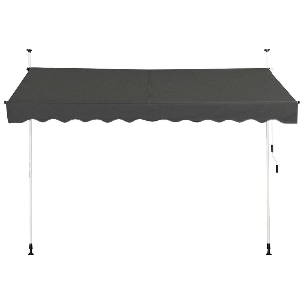 Auvent manuel rétractable 300 cm hauteur réglable de 200-300cm store banne fait en aluminium et tissu oxford anti uv gris 20_0000148 - Helloshop26