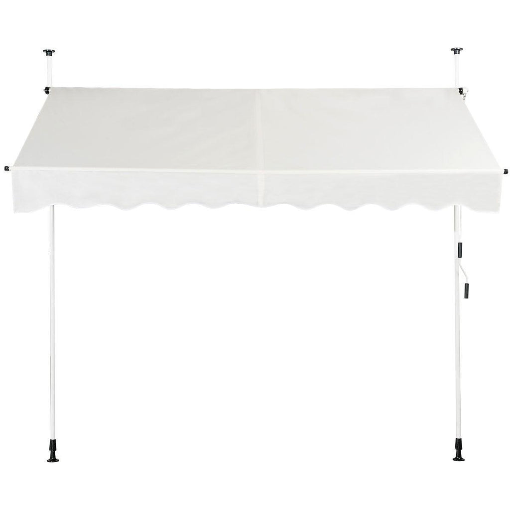 Auvent manuel rétractable 250 cm hauteur réglable de 200-300cm store banne en aluminium et tissu oxford anti uv beige 20_0000145 - Helloshop26