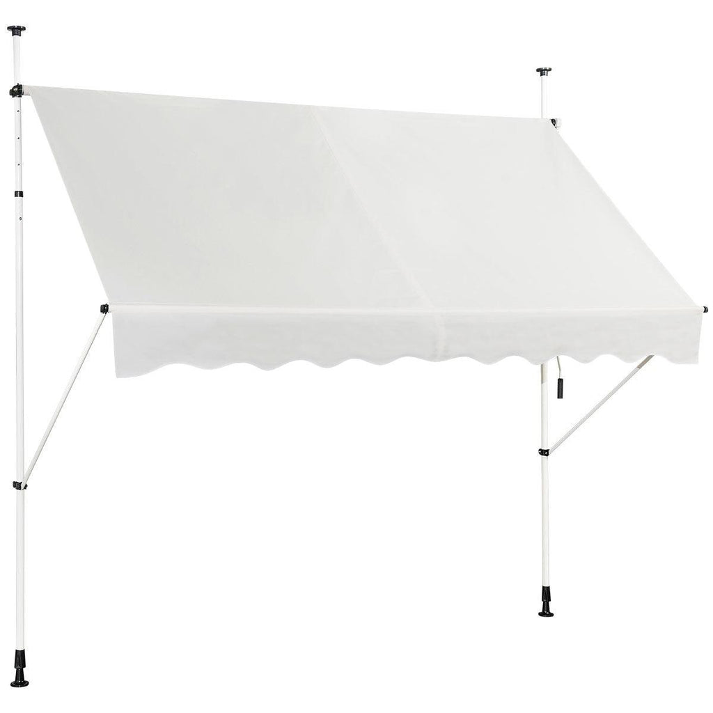 Auvent manuel rétractable 250 cm hauteur réglable de 200-300cm store banne en aluminium et tissu oxford anti uv beige 20_0000145 - Helloshop26