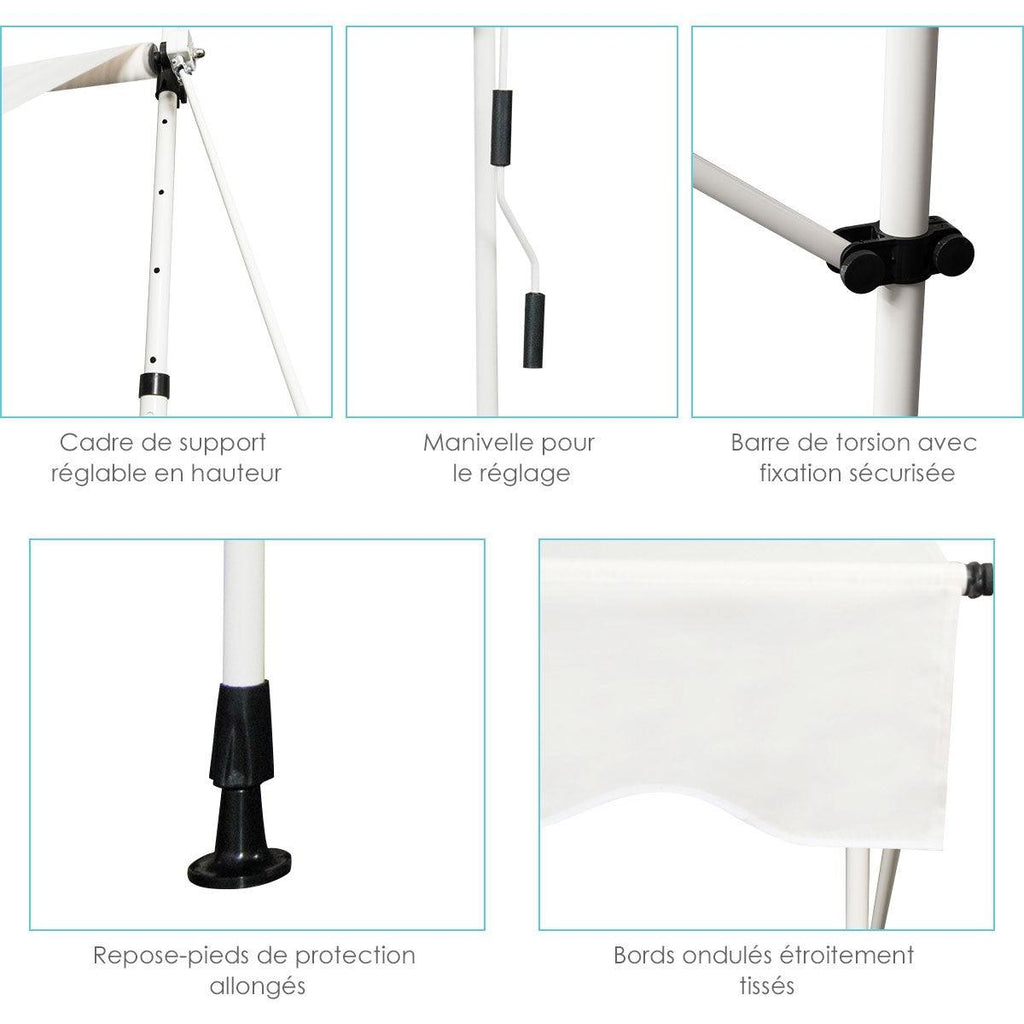 Auvent manuel rétractable 250 cm hauteur réglable de 200-300cm store banne en aluminium et tissu oxford anti uv beige 20_0000145 - Helloshop26
