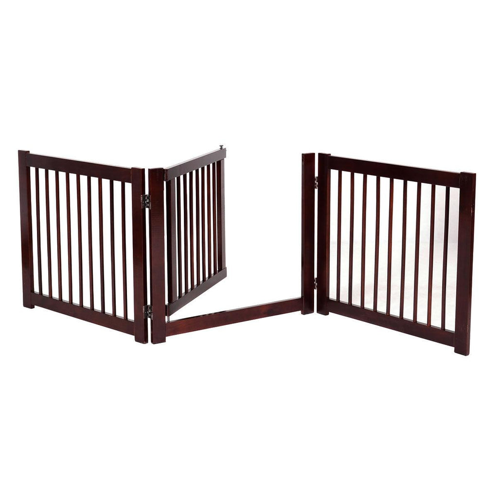 Barrière de porte pour chien pliable barrière de sécurité pour animaux en bois de pin 206 x 61cm 20_0000230 - Helloshop26