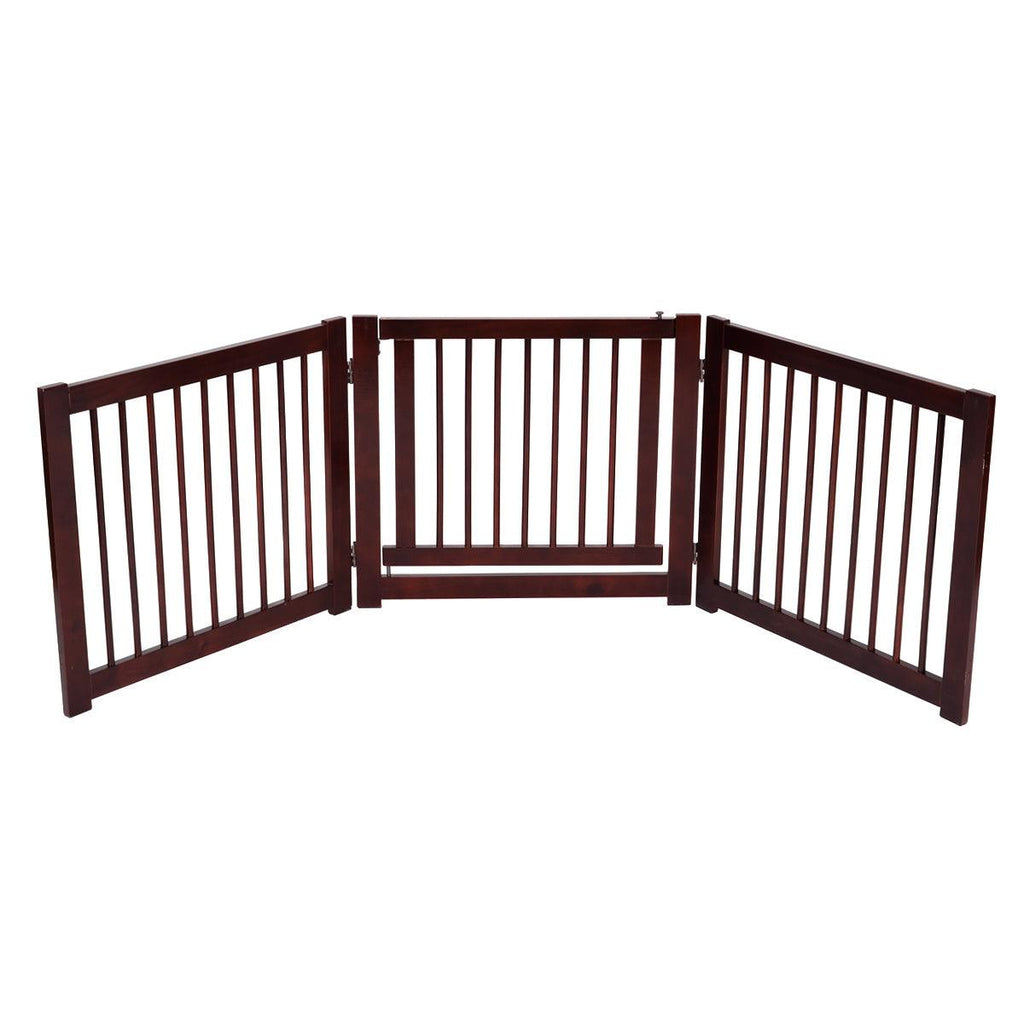 Barrière de porte pour chien pliable barrière de sécurité pour animaux en bois de pin 206 x 61cm 20_0000230 - Helloshop26