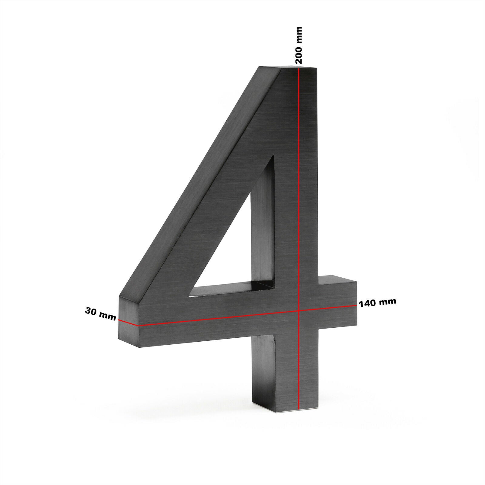 Plaque Numéro Maison 2 Arial Anthracite 3D 20cm Acier fin