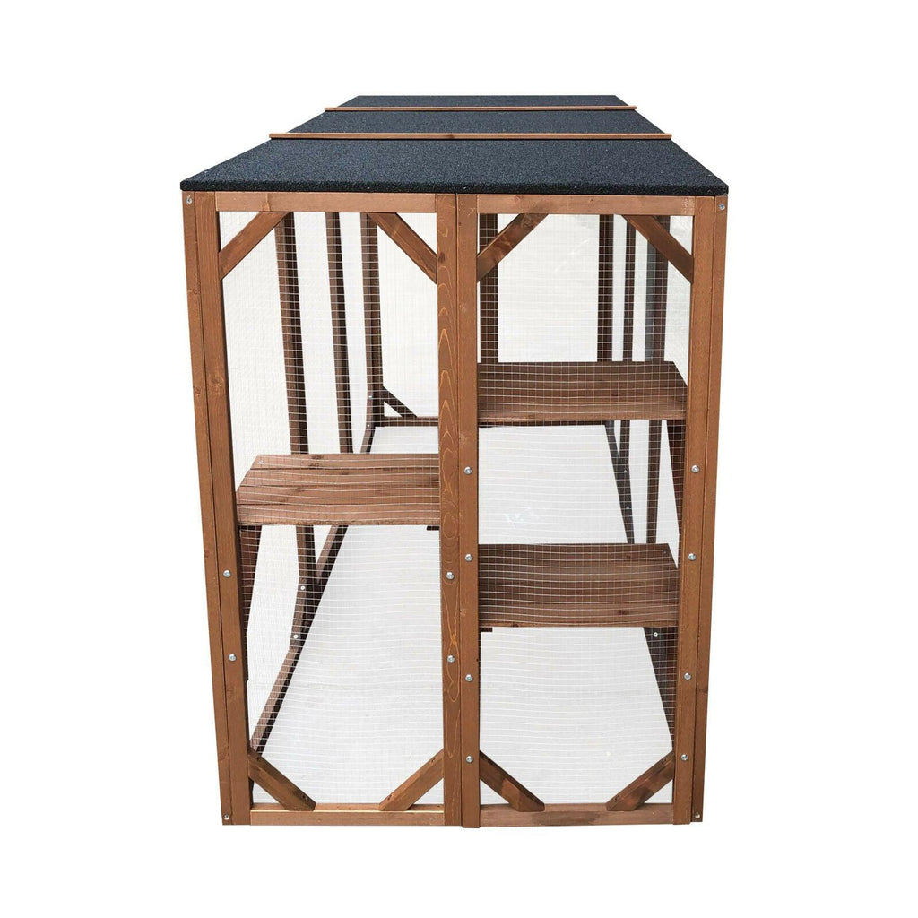 Enclos extérieur parc pour chat bois résistant 180 cm 3 zones de repos 16_0001711 - Helloshop26