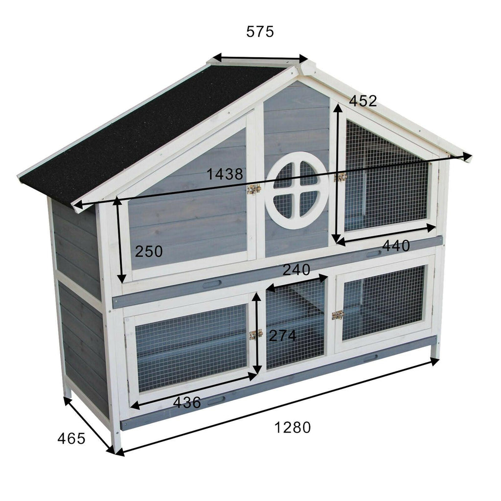 Clapier lapin villa cage rongeurs enclos 133 cm cochon d’inde abri petits animaux luxe gris 16_0002234 - Helloshop26