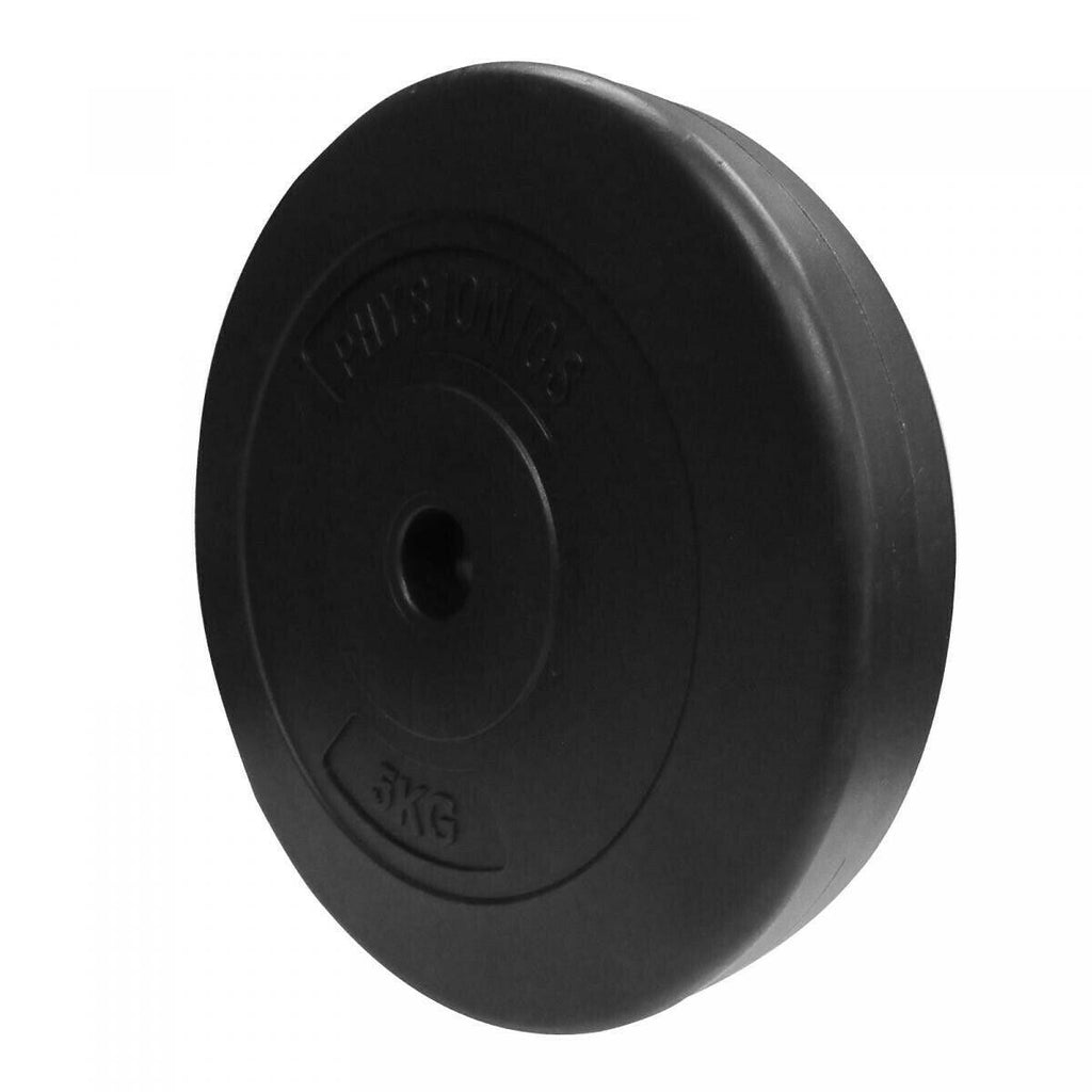 Disques de poids set de 2 x 5 kg diamètre 27 mm avec revêtement en plastique plaques de poids pour haltères fitness musculation 01_0000433 - Helloshop26