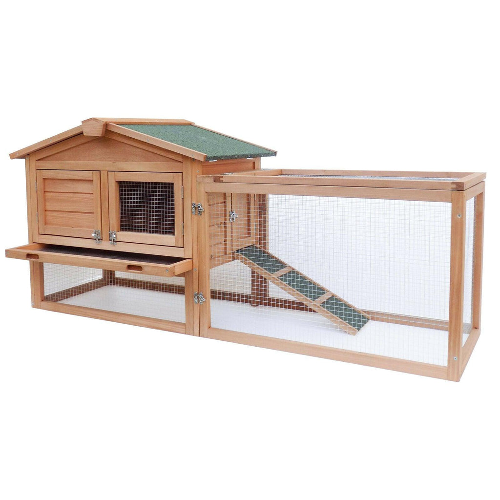 Clapier à lapin rongeurs XXL espaces extérieur grand abri 156 cm bois d'épicéa 16_0002238 - Helloshop26