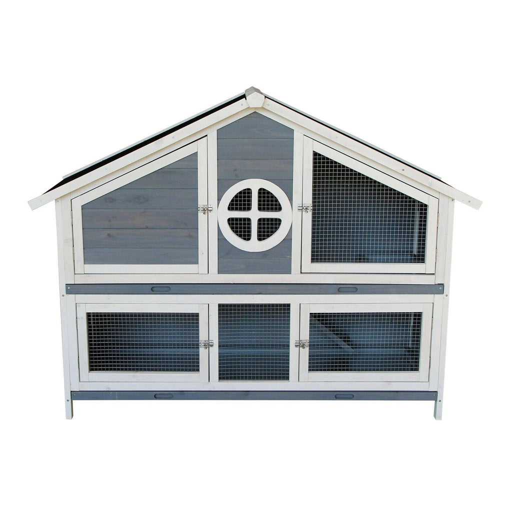 Clapier lapin villa cage rongeurs enclos 133 cm cochon d’inde abri petits animaux luxe gris 16_0002234 - Helloshop26