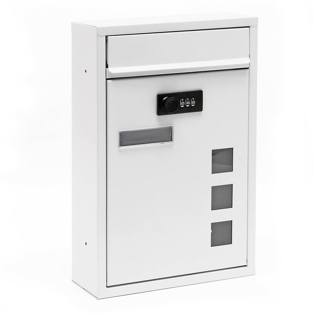 Boite aux lettres design moderne murale serrure à combinaison acier galvanisé blanc 16_0000066 - Helloshop26