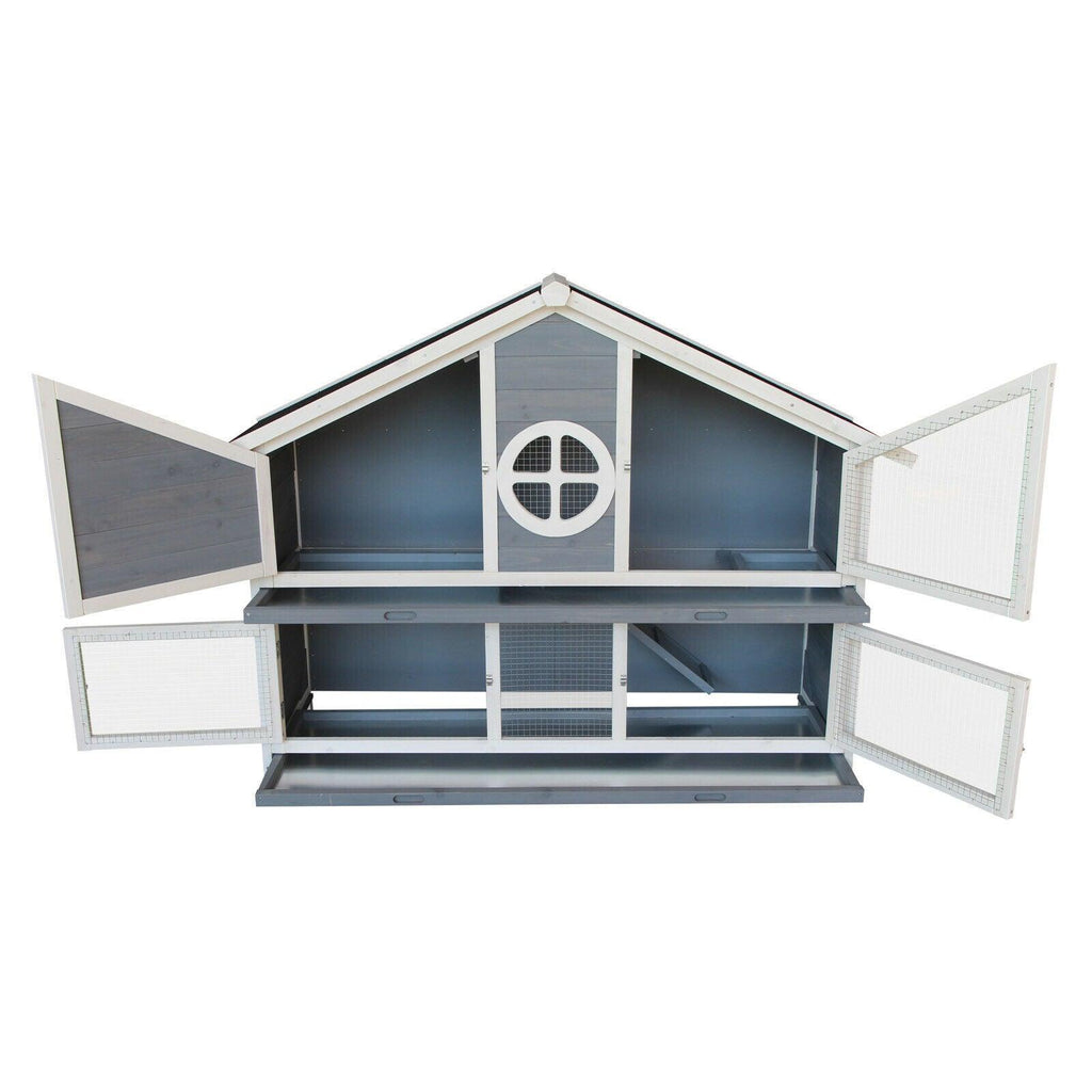 Clapier lapin villa cage rongeurs enclos 133 cm cochon d’inde abri petits animaux luxe gris 16_0002234 - Helloshop26